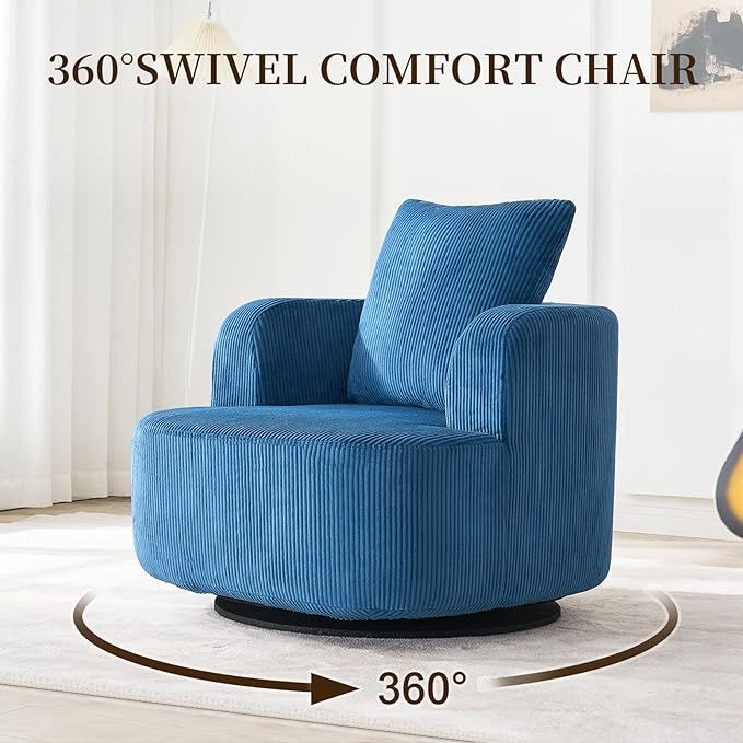 Furnimart 360° Swivel Barrel Accent Chair, Round Upholstered Comfy Lounge Chair - Image 4