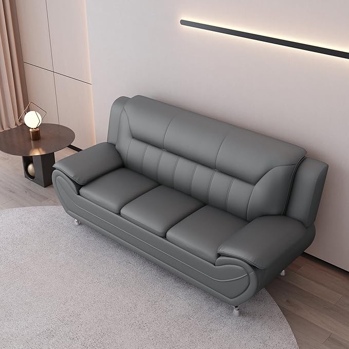 Container Furniture Direct Michael Modern Faux Leather Upholstered Stainless - Image 10
