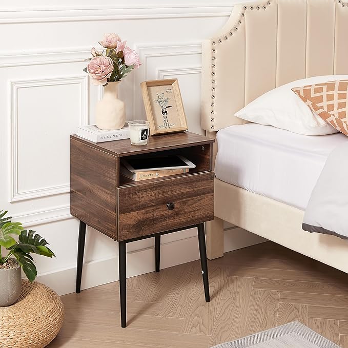 VECELO Modern Nightstands Set of 2, Square End Side Table - Image 2