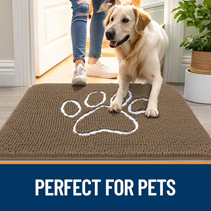 OLANLY Door Mat for Muddy Dog Paws 48x30, Ultra Absorbent Chenille Mud Doormat - Image 6
