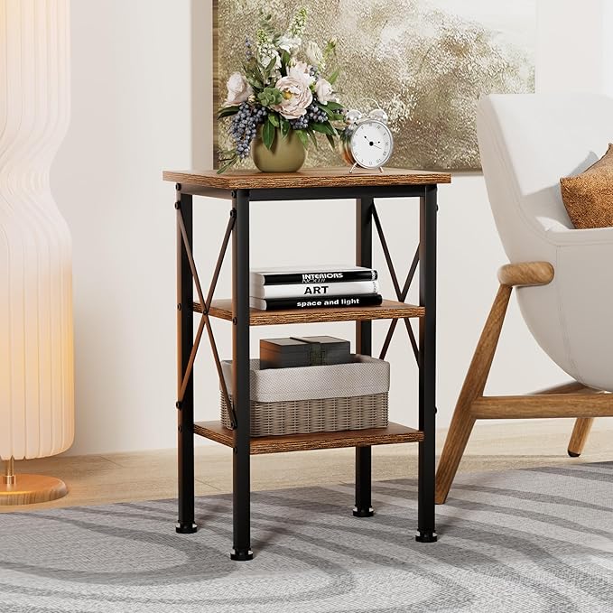 VECELO Modern Nightstands X-Design Side End Table Night Stand - Image 2