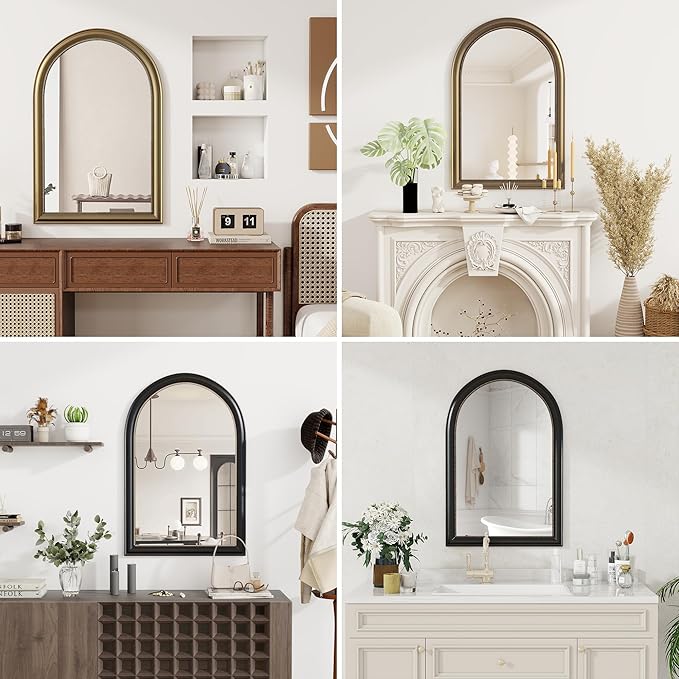 Axeman 24x36 Arched Wall Mirror, Decorative Bathroom Mirror, Traditional - Image 7