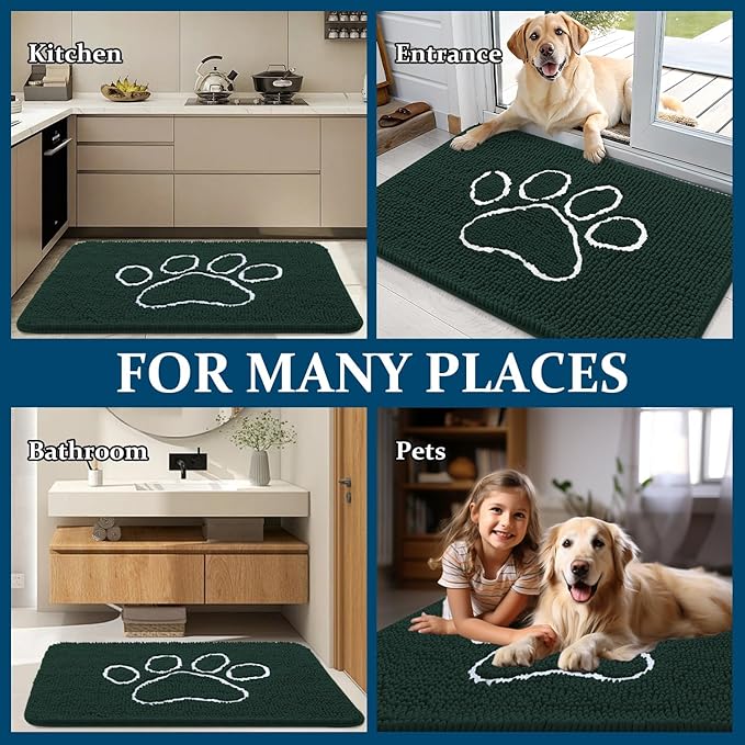 OLANLY Door Mat for Muddy Dog Paws 36x24, Absorbent Chenille Mud Doormat - Image 8