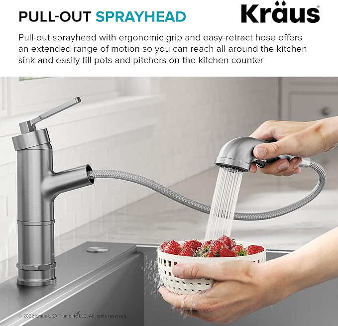 KRAUS Allyn Pull-Out Single Handle Kitchen Faucet in Matte Black, KPF-4103MB - Image 6