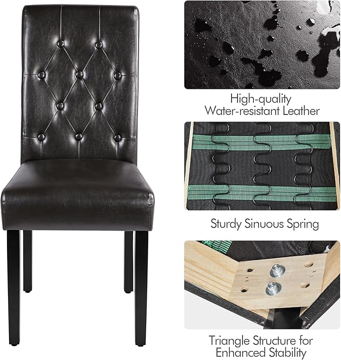 Yaheetech Dining Chairs Set of 4 Modern Style Faux Leather Dining Room Chairs - Image 4
