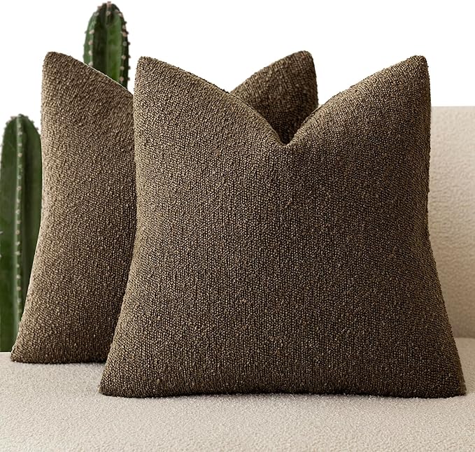 Foindtower Pack of 2 Textured Boucle Throw Pillow Covers Accent Solid by Foindtower