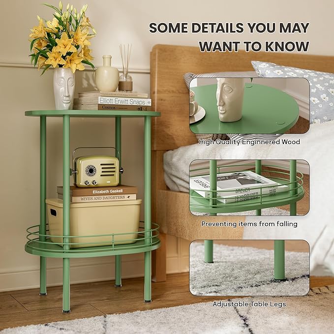 Round Side Table Set of 2, Bedside Table - Image 4