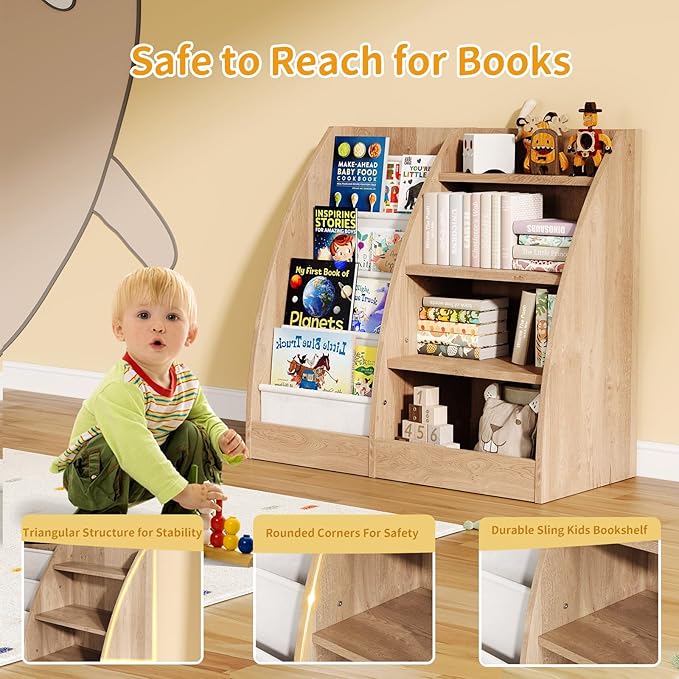 4 Tier Kids Bookshelf, 4 Layer Sling Kids Book Shelf - Image 3