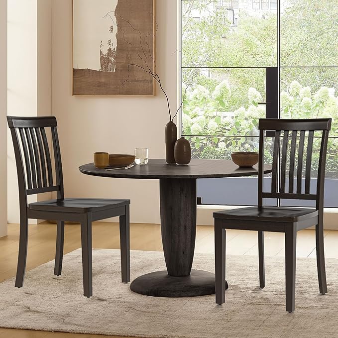 COLAMY Wooden Dining Chairs Set of 4, Solid Rubberwood Kitchen & Dining Room - Image 6