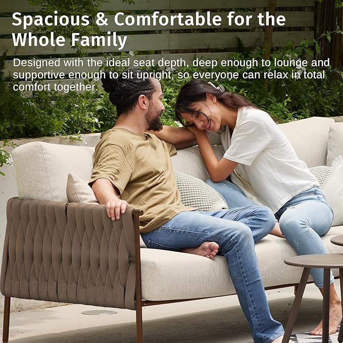EAST OAK Life Chatter Outdoor Patio Furniture | Outdoor Sofa 3 Seats - Image 6