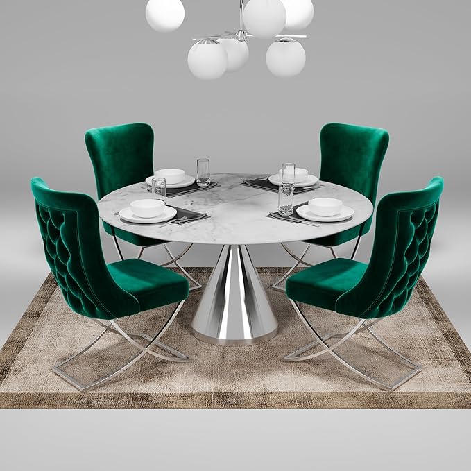 Ottomanson Royal Dining Chairs Set of 4 – Upholstered Tufted Microfiber - Image 2