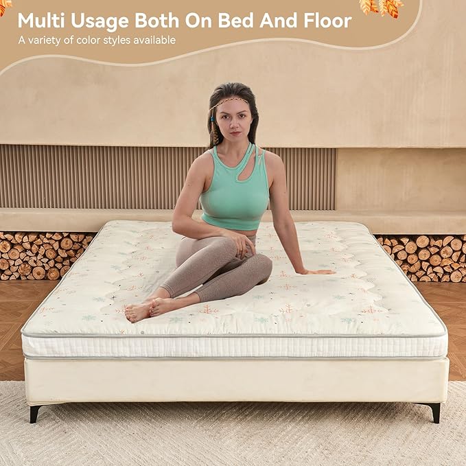 Dr.Futon Japanese Floor Futon Mattress Extra Thick Folding Roll Up Bed Topper - Image 5