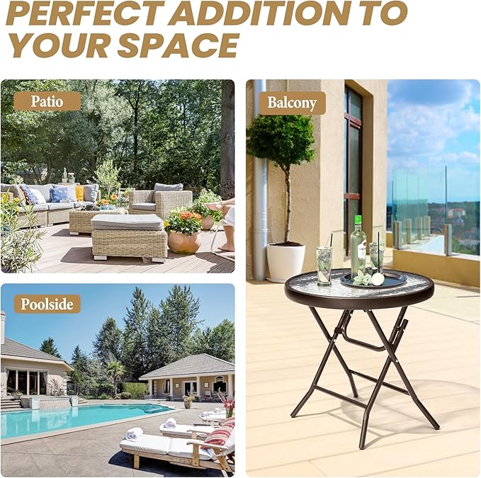 Foldable Patio Side Table Set of 2 - Image 6
