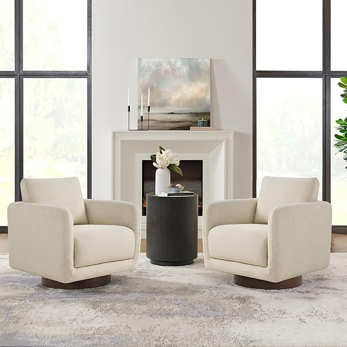Modern Swivel Accent Chair, 360° Rotating Round Barrel Armchair by Kislot