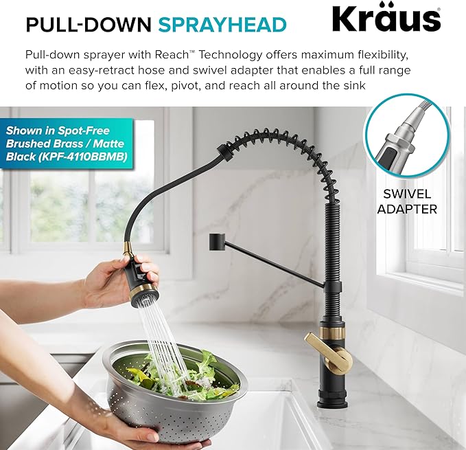 KRAUS Allyn Commercial Style 2-Function Single Handle Pull Down Kitchen Faucet - Image 6