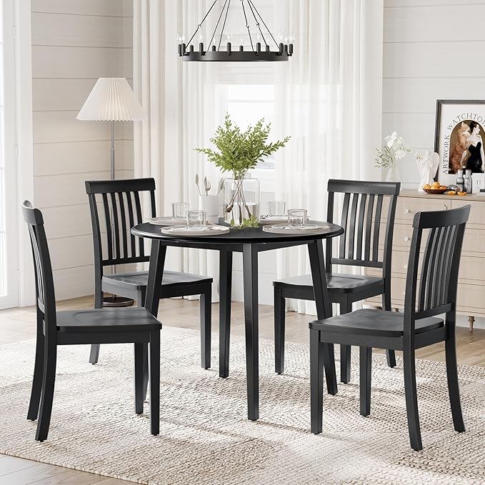 COLAMY Wooden Dining Room Chairs Set of 4, Spindle High Back Windsor Kitchen by COLAMYINC