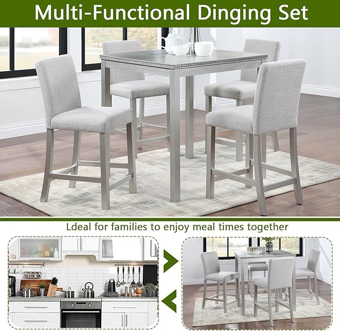 KEIKI 5-Piece Counter Height Dining Table Set - Image 6