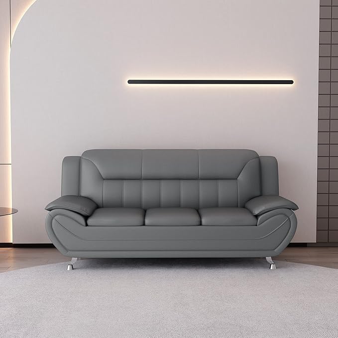 Container Furniture Direct Michael Modern Faux Leather Upholstered Stainless by ContainerDirect