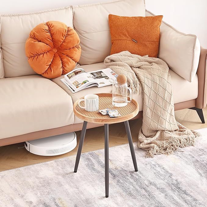 LITA Rattan Log Desktop Round Side End Table, Nightstand/Small Tables, Indoor - Image 7