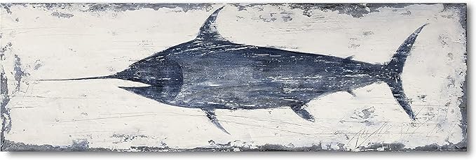 Yihui Arts Fish Canvas Art Wall Decor Blue Marlin Bursts Pictures - Image 2