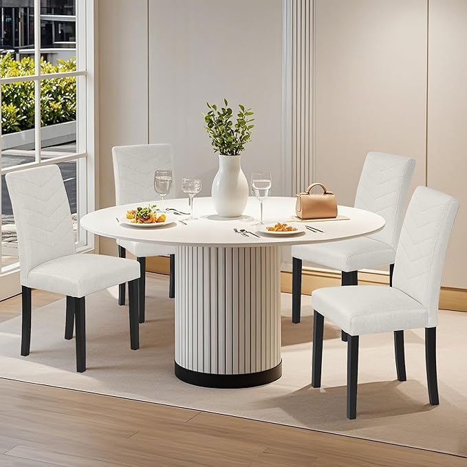 VECELO Upholstered Dining Chairs Set of 2, Fabric Wood Legs High Back - Image 7