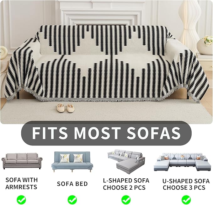 HAOMAIJIA Boho Sofa Covers for 2 Cushion Couch - Image 6