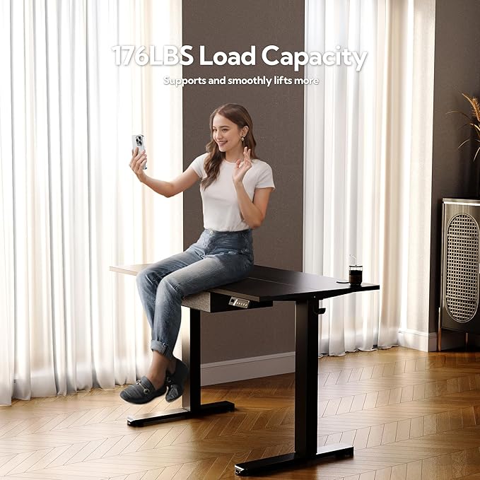 Seang Standing Desk with Drawer, 3 Memory Height Settings with Cable Grommets & - Image 5