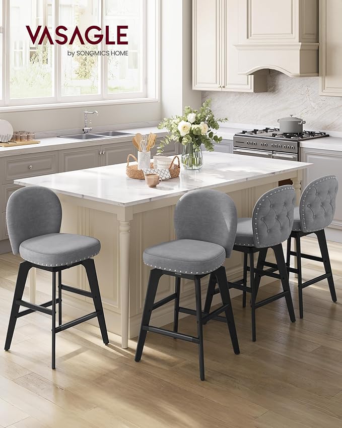 VASAGLE Bar Stools Set of 4, Swivel Counter Height Bar Stools - Image 3