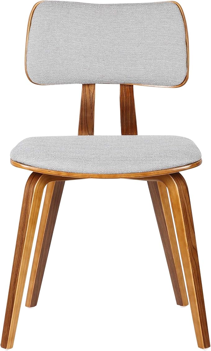 Armen Living Jaguar Mid-Century Dining Chair in Walnut Wood and Gray Fabric - Image 3