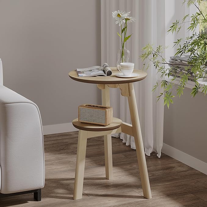 ChooChoo Round End Table Set of 2, Narrow Side Table - Image 2