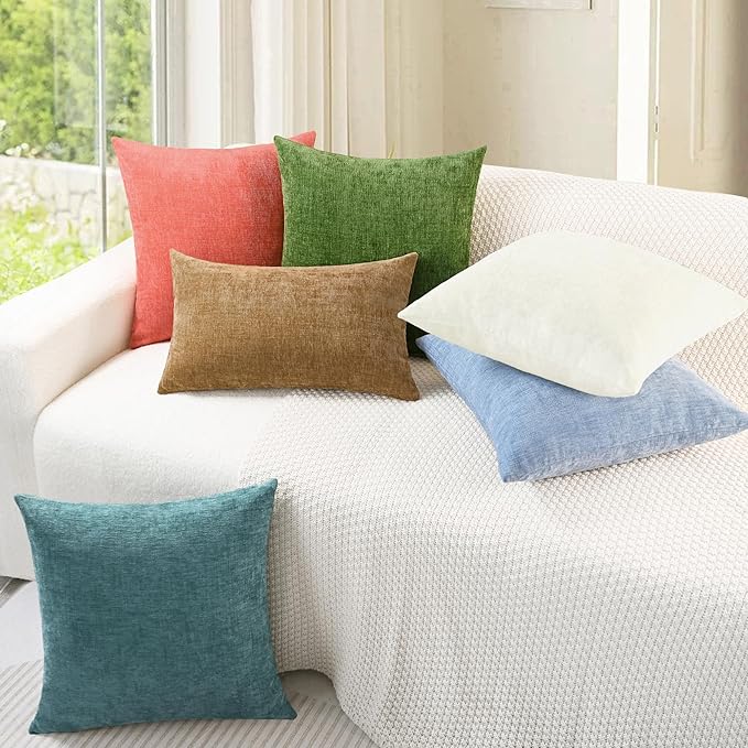 CaliTime Throw Pillow Covers Decorative 24 X 24 Inches Pack of 2 Cozy Chenille - Image 4