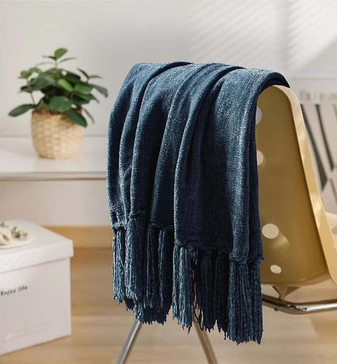 Chenille Throw Blanket for Couch 60"X 80" Twin, Soft Cozy Throws - Image 3
