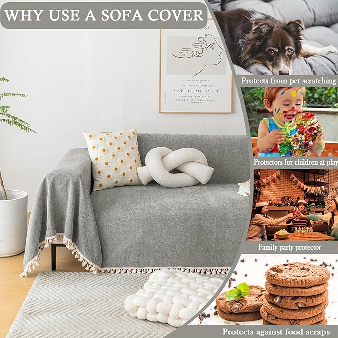 HANDONTIME Dark Grey Slipcover for Sofas - Image 4