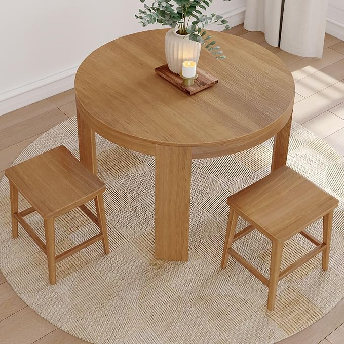 Plank+Beam Smythe Dining Stool, Sturdy Wood Modern Kitchen Stool, Saddle Seat - Image 9