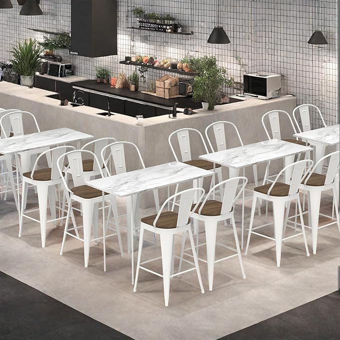 30” Swivel Bar Stools Set of 4, Counter Height Bar Stools Wooden Seat, Metal - Image 9