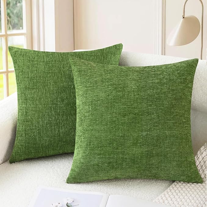CaliTime Throw Pillow Covers Decorative 24 X 24 Inches Pack of 2 Cozy Chenille by CaliTime