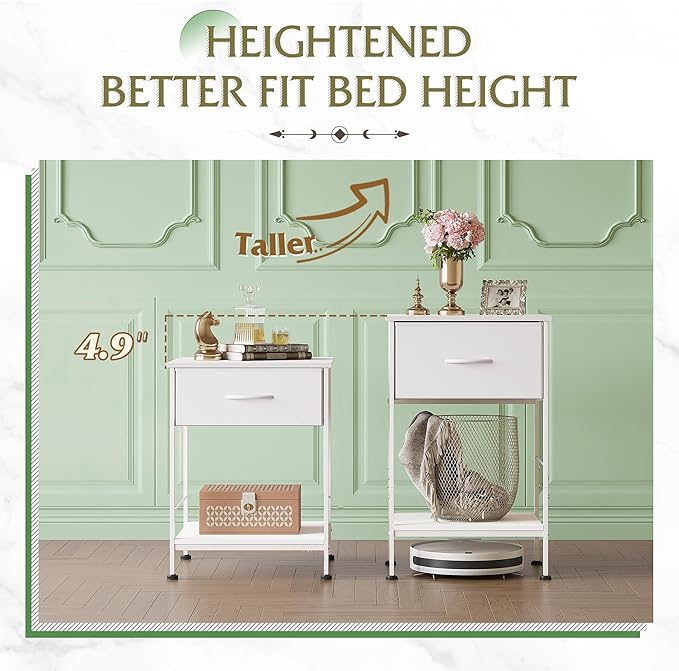 WLIVE Night Stand Set 2, End Tables Dresser - Image 7