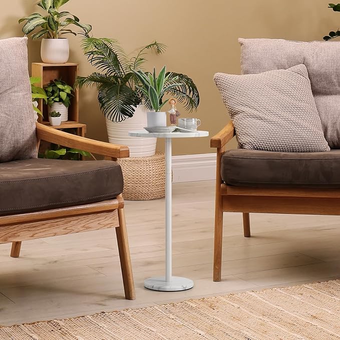 Round End Table with Marble Base Drink Tables - Image 5