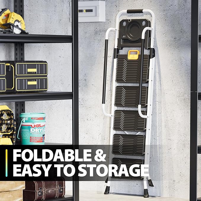 KINGRACK Folding 5-Step Ladder, 800 lbs Capacity Step Stool - Image 7