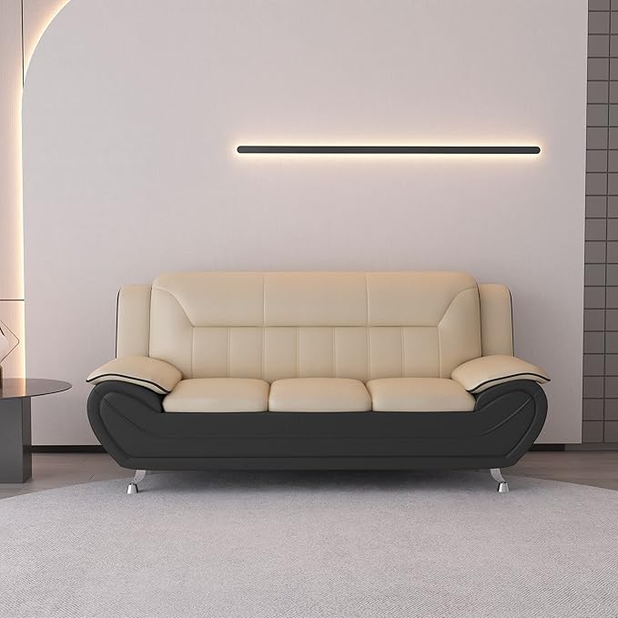 Container Furniture Direct Michael Modern Faux Leather Upholstered Stainless - Image 3