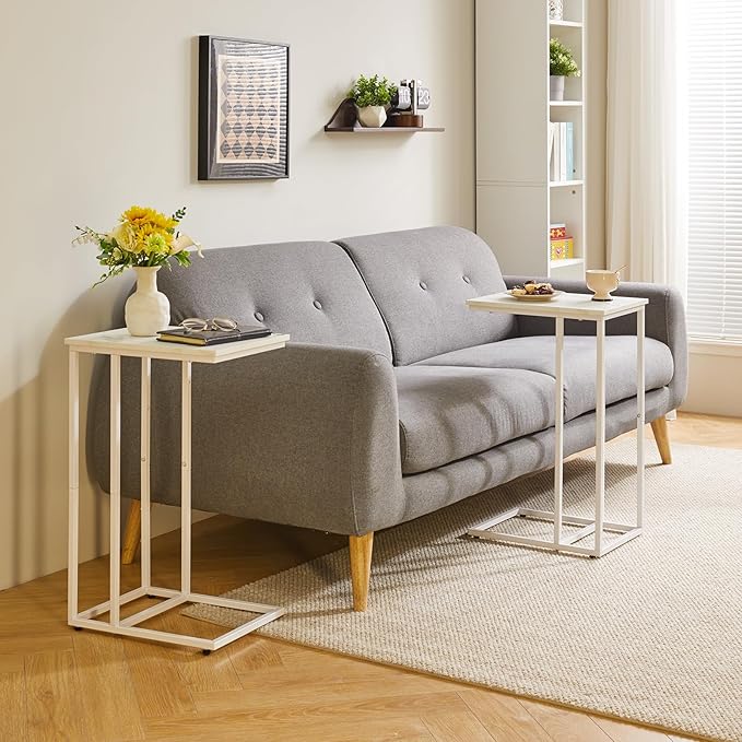 C Shaped End Table Set of 2, Small Side Table - Image 6