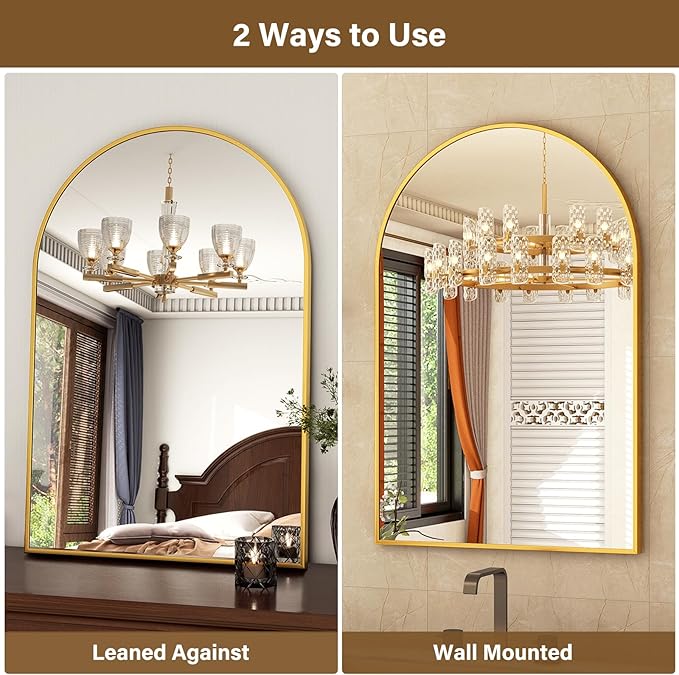 26"x38" Arched Wall Mirror for Bathroom, Living Room, Decorative Hanging Mirror - Image 6