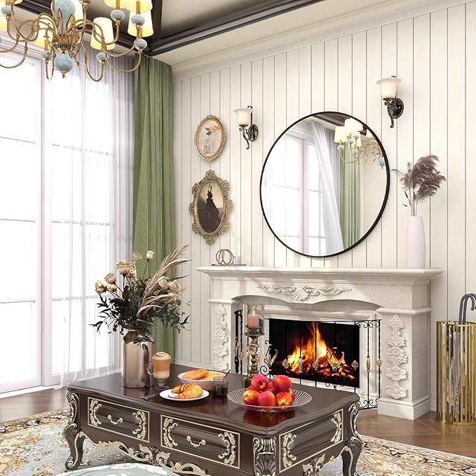 BEAUTYPEAK 18 Inch Round Mirror, Metal Frame Circle Mirror, Wall Mounted by BEAUTYPEAK