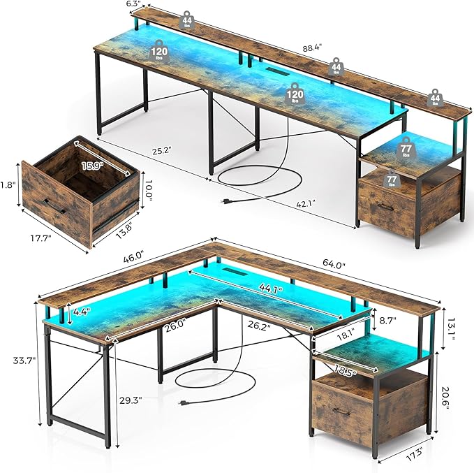 Rolanstar L Shaped Gaming Desk - Image 4
