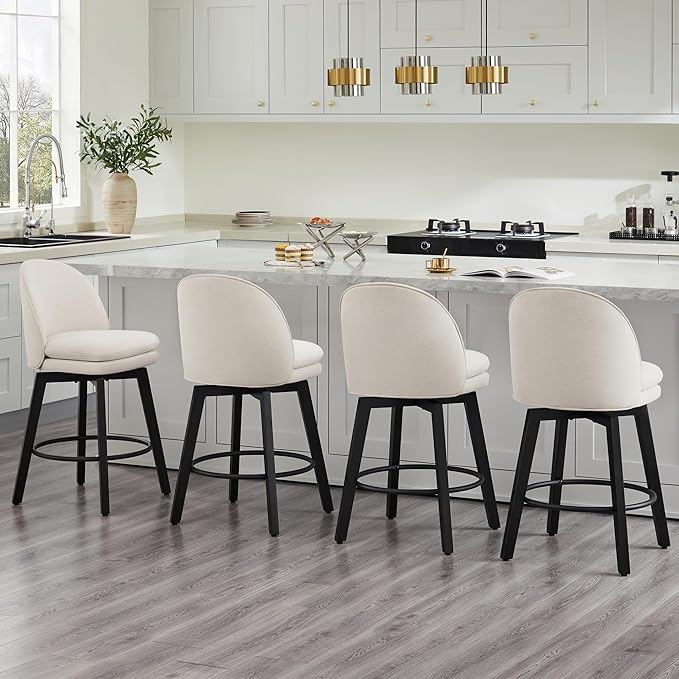 Counter Height Barstools 26 inch Upholstered Swivel Bar Stools - Image 4