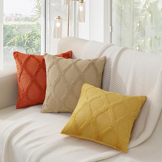 decorUhome Fall Throw Pillow Covers 26x26 Inch Set of 2, Soft Plush Faux Fur - Image 5