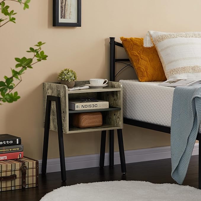 VECELO Nightstand Industrial Side End Table/Stackable Accent Furniture - Image 5