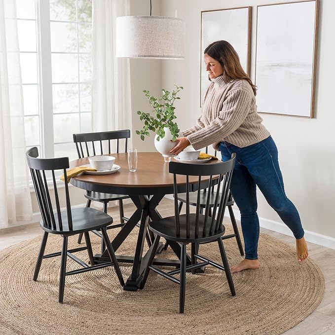 Bush Furniture Round Dining Table, 45 inch Trestle Design, Modern Transitional - Image 3