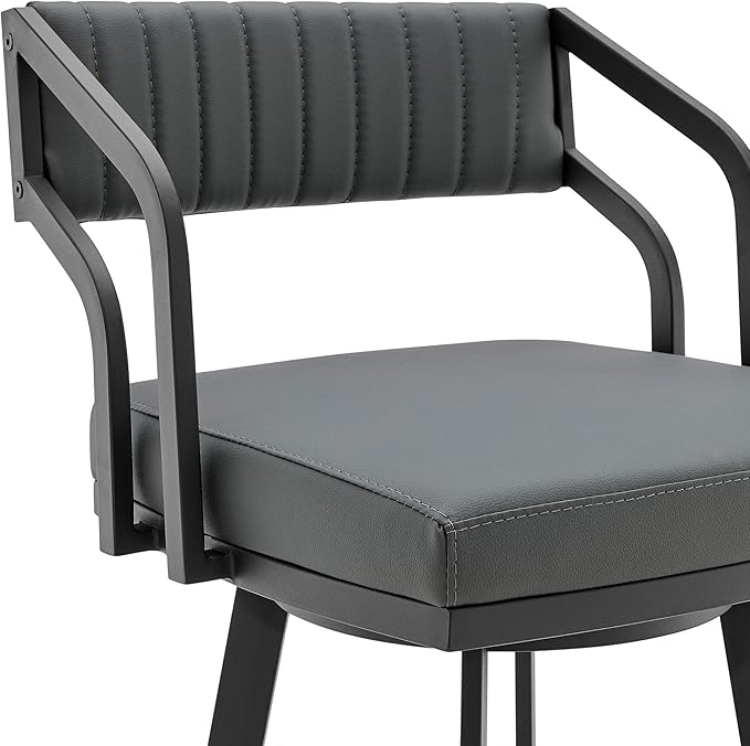 Armen Living Capri Modern 26" Seat Height Gray Faux Leather and Black Stainless - Image 5
