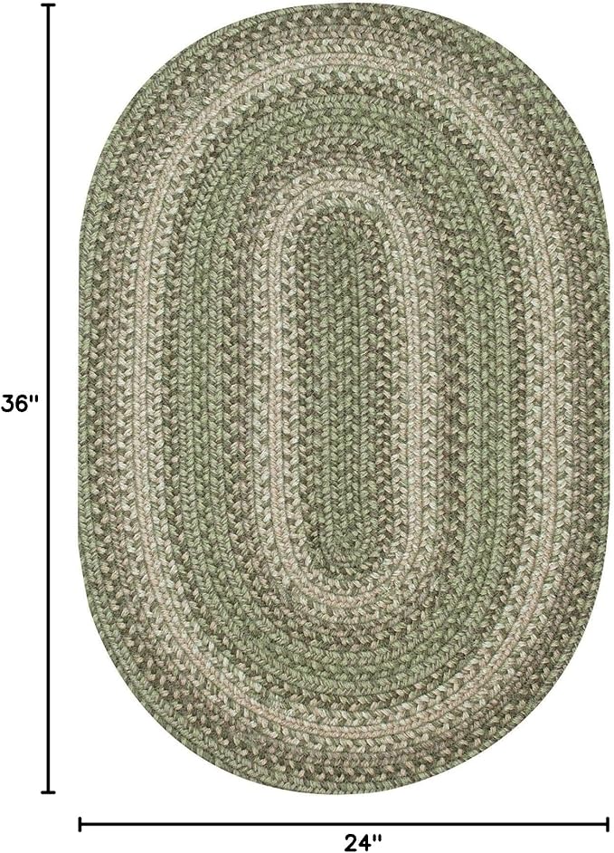 Grassland Green Oval Braided Rug, 2x3' - Image 2